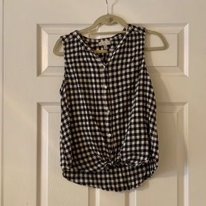 Lucky Brand checkered tank with buttons